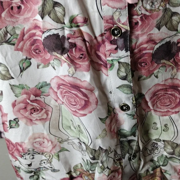 Her Universe Disney Beauty & The Beast Rose Woven Button-Up Sz 4X - Picture 4 of 6